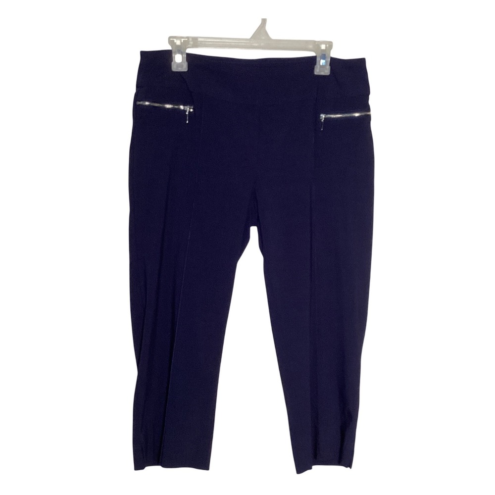 New Directions Ankle Pants Womens 10 Navy Blue Minimalist Officecore Modern Work